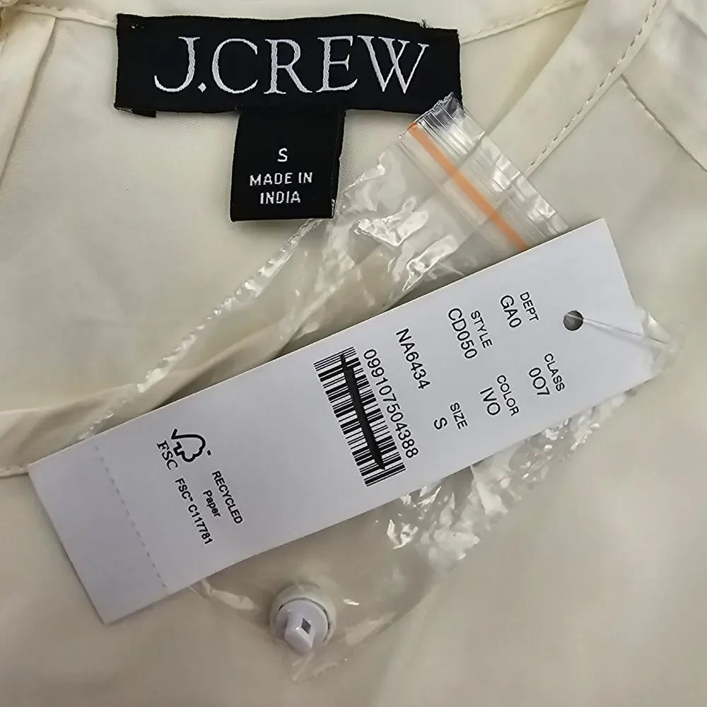 J. Crew Womans size S Drapey Crewneck Satin T-Shirt Top Blouse White CD050 NEW